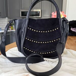 HOBO Black Shoulder Bag with Gold Studs